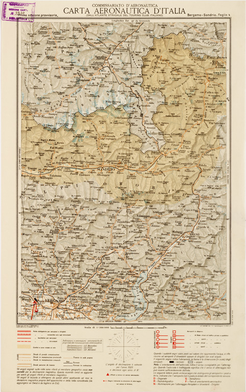 (N:597) CARTA AERONAUTICA D'ITALIA - Foglio 4 BERGAMO-SONDRIO (B0007570) Carte e stampe antiche: riproduzione a colori su carta (formato A3)