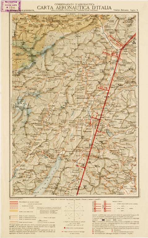 (N:609) CARTA AERONAUTICA D'ITALIA - Foglio 5 TRENTO-BOLZANO (B0007571) Carte e stampe antiche: riproduzione a colori su carta (formato A3)