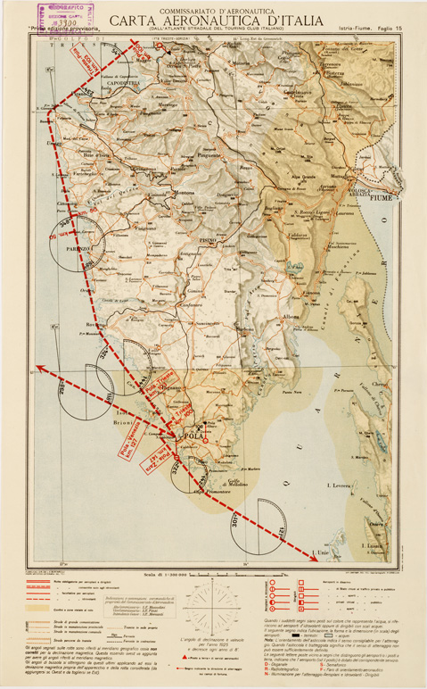 (N:570) CARTA AERONAUTICA D'ITALIA - Foglio 15 ISTRIA-FIUME (B0007582) Carte e stampe antiche: riproduzione a colori su carta (formato A3)