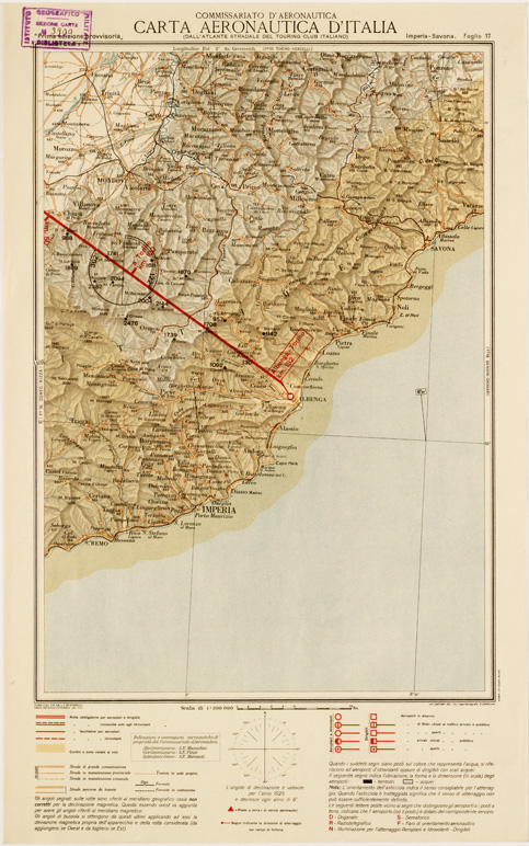 (N:572) CARTA AERONAUTICA D'ITALIA - Foglio 17 IMPERIA-SAVONA (B0007584) Carte e stampe antiche: riproduzione a colori su carta (formato A3)