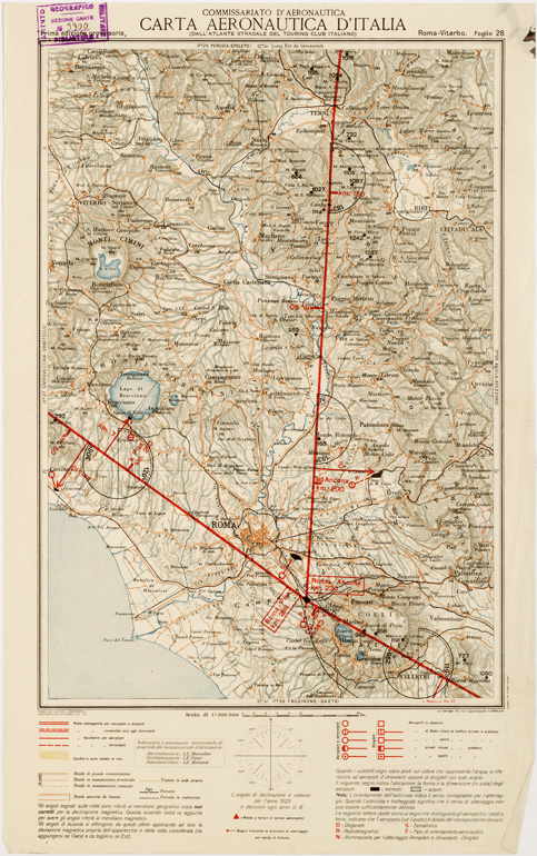 (N:584) CARTA AERONAUTICA D'ITALIA - Foglio 28 ROMA-VITERBO (B0007595) Carte e stampe antiche: riproduzione a colori su carta (formato A3)