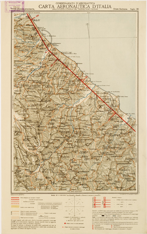 (N:587) CARTA AERONAUTICA D'ITALIA - Foglio 30 CHIETI SULMONA (B0007597) Carte e stampe antiche: riproduzione a colori su carta (formato A3)