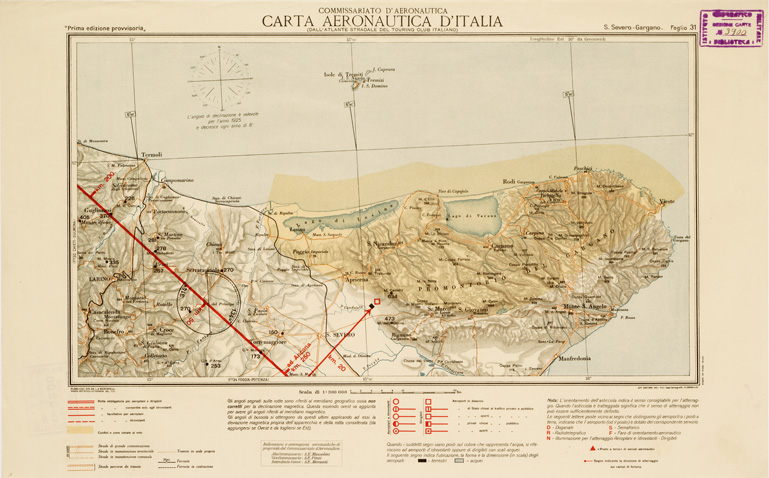(N:588) CARTA AERONAUTICA D'ITALIA - Foglio 31 S. SEVERO-GARGANO (B0007598) Carte e stampe antiche: riproduzione a colori su carta (formato A3)