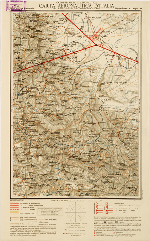 (N:591) CARTA AERONAUTICA D'ITALIA - Foglio 34 FOGGIA-POTENZA (B0007601) Carte e stampe antiche: riproduzione a colori su carta (formato A3)