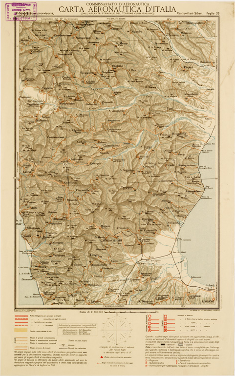 (N:596) CARTA AERONAUTICA D'ITALIA - Foglio 39 CASTROVILLARI-SIBARI (B0007606) Carte e stampe antiche: riproduzione a colori su carta (formato A3)