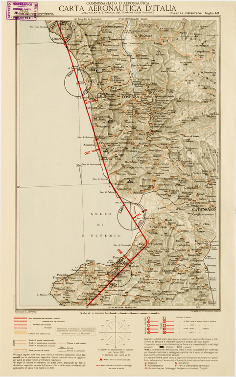 (N:598) CARTA AERONAUTICA D'ITALIA - Foglio 40 COSENZA-CATANZARO (B0007607) Carte e stampe antiche: riproduzione a colori su carta (formato A3)