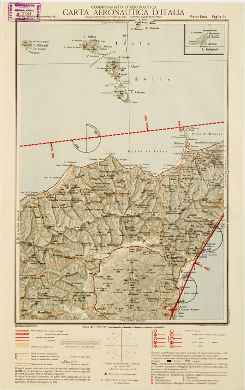(N:602) CARTA AERONAUTICA D'ITALIA - Foglio 44 PATTI-ETNA (B0007611) Carte e stampe antiche: riproduzione a colori su carta (formato A3)