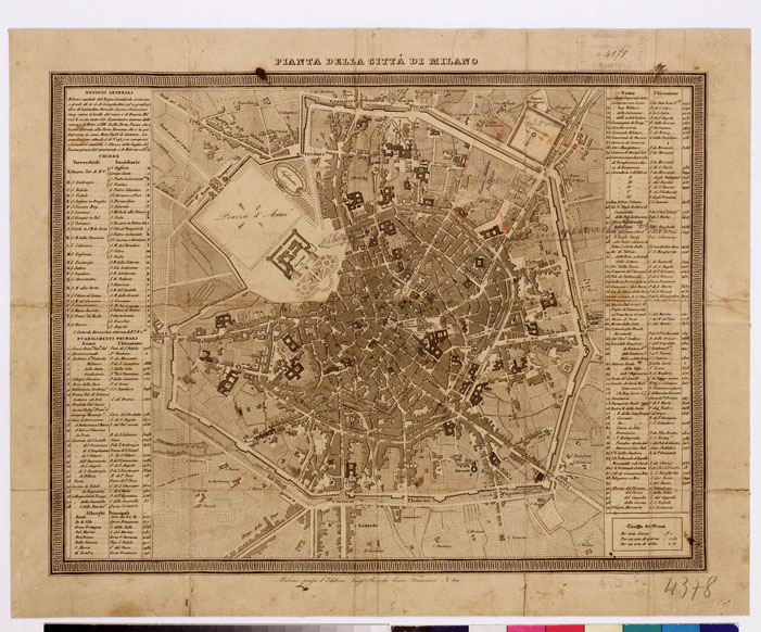 (N:13663) PIANTA DELLA CITTA' DI MILANO (B0008724) Carte e stampe antiche: riproduzione a colori su carta (formato A3)