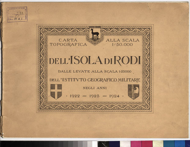 (N:6976) CARTA TOPOGRAFICA DELL'ISOLA DI RODI (ATLANTE) - Titolo (B0010089) Carte e stampe antiche: riproduzione a colori su carta (formato A3)