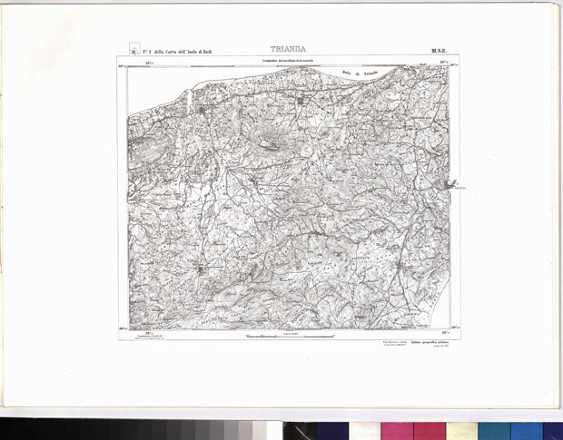 (N:6956) CARTA TOPOGRAFICA DELL'ISOLA DI RODI (ATLANTE) - Tavola 3 - Trianda (B0010093) Carte e stampe antiche: riproduzione a colori su carta (formato A3)