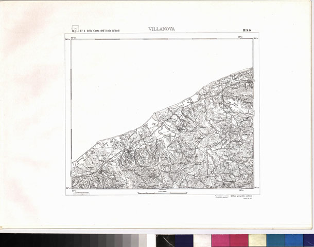 (N:6957) CARTA TOPOGRAFICA DELL'ISOLA DI RODI (ATLANTE) - Tavola 4 - Villanova (B0010094) Carte e stampe antiche: riproduzione a colori su carta (formato A3)