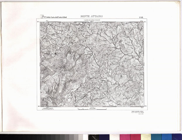 (N:6964) CARTA TOPOGRAFICA DELL'ISOLA DI RODI (ATLANTE) - Tavola 6 - Monte Attairo (B0010096) Carte e stampe antiche: riproduzione a colori su carta (formato A3)