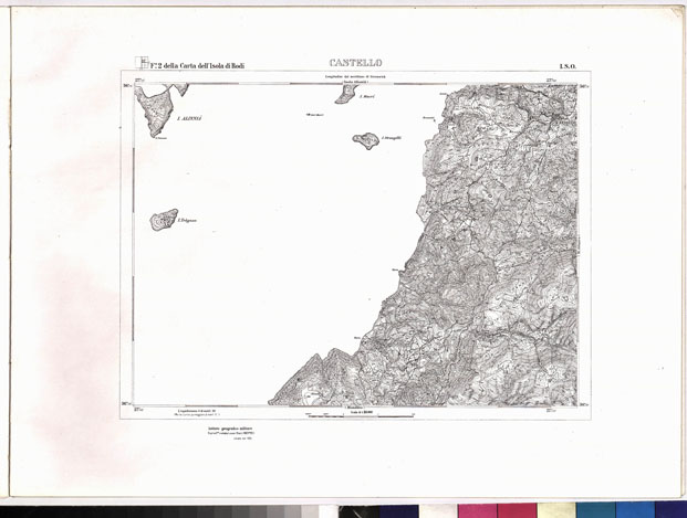 (N:6960) CARTA TOPOGRAFICA DELL'ISOLA DI RODI (ATLANTE) - Tavola 7 - Castello (B0010097) Carte e stampe antiche: riproduzione a colori su carta (formato A3)