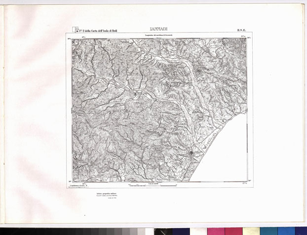 (N:6961) CARTA TOPOGRAFICA DELL'ISOLA DI RODI (ATLANTE) - Tavola 10 - Iannadi (B0010100) Carte e stampe antiche: riproduzione a colori su carta (formato A3)