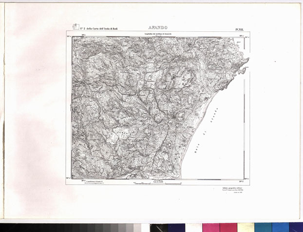 (N:6966) CARTA TOPOGRAFICA DELL'ISOLA DI RODI (ATLANTE) - Tavola 13 -Afando (B0010103) Carte e stampe antiche: riproduzione a colori su carta (formato A3)