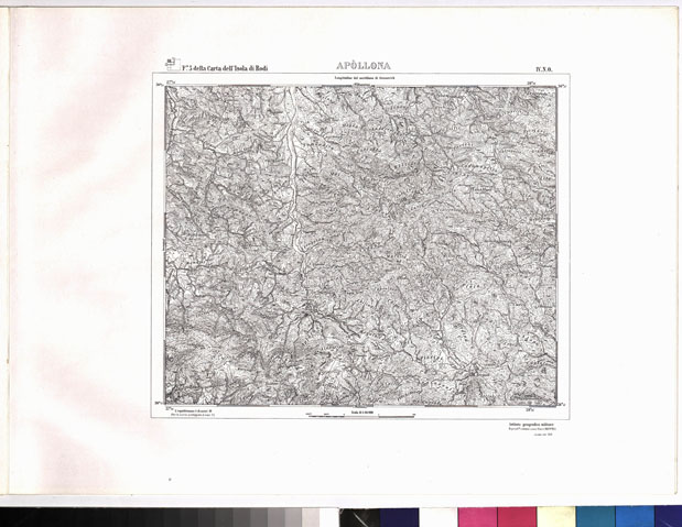 (N:6967) CARTA TOPOGRAFICA DELL'ISOLA DI RODI (ATLANTE) - Tavola 16 - Apollona (B0010106) Carte e stampe antiche: riproduzione a colori su carta (formato A3)