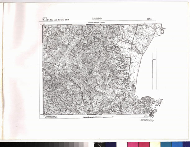 (N:6970) CARTA TOPOGRAFICA DELL'ISOLA DI RODI (ATLANTE) - Tavola 18 - Lardo (B0010108) Carte e stampe antiche: riproduzione a colori su carta (formato A3)