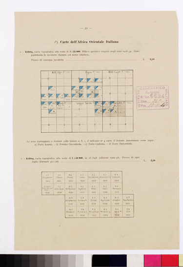 (N:2641) CARTA DELL'ERITREA - Quadro d'unione (B0010235, B0010236) Carte e stampe antiche: riproduzione a colori su carta (formato A3)