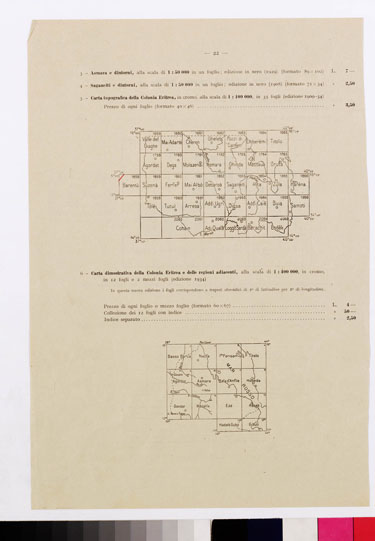 (N:2641) CARTA DELL'ERITREA - Quadro d'unione (B0010235, B0010236) Carte e stampe antiche: riproduzione a colori su carta (formato A3)