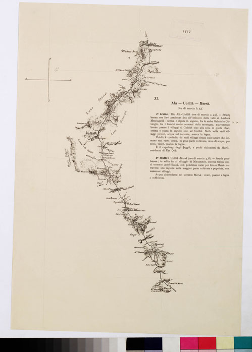(N:10972) ITINERARIO ALA UOLDIA MERSA TAVOLA XI (B0010793) Carte e stampe antiche: riproduzione a colori su carta (formato A3)