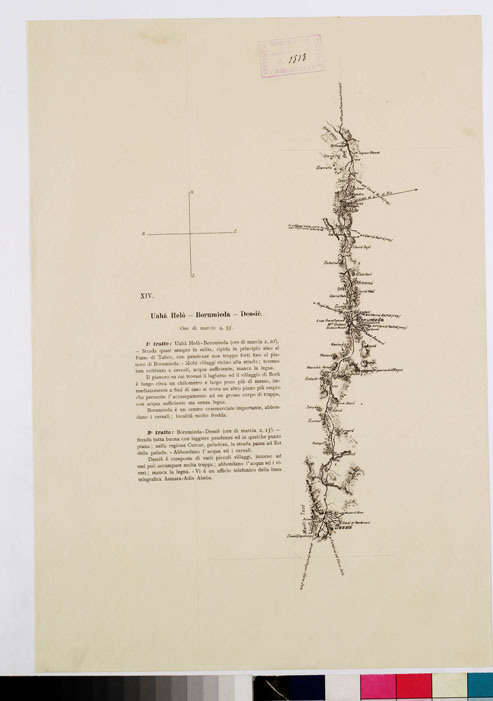 (N:10991) ITINERARIO UAHA HELO BORUMIEDA DESSIE  TAVOLA XIV (B0010796) Carte e stampe antiche: riproduzione a colori su carta (formato A3)
