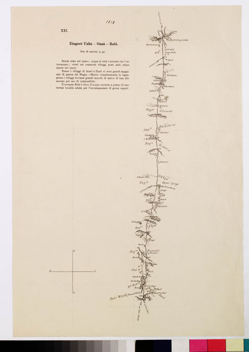 (N:10992) ITINERARIO ZINGERO UAHA GNAA ROBI TAVOLA XXI (B0010803) Carte e stampe antiche: riproduzione a colori su carta (formato A3)
