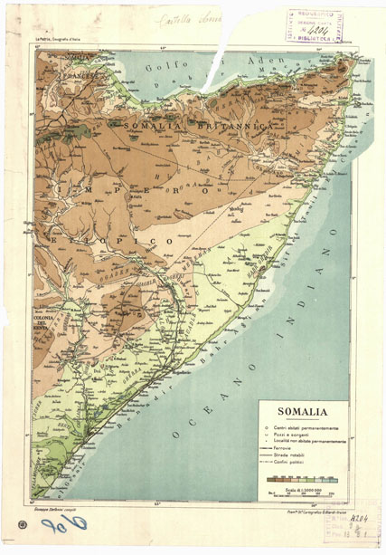 (N:15959) SOMALIA ITALIANA (B0011248) Carte e stampe antiche: riproduzione a colori su carta (formato A3)