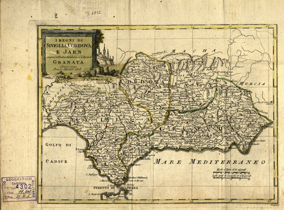 (N:19082) LA SPAGNA DIVISA IN QUATTRO TAVOLE - I REGNI DI SIVIGLIA, CORDOBA JEAN GRANATA - TAVOLA 1 (B0015527) Carte e stampe antiche: riproduzione a colori su carta (formato A3)