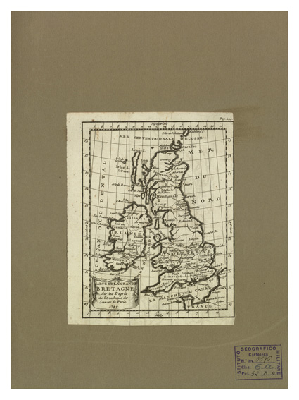 (N:34098) INGHILTERRA - CARTE DE LA GRANDE BRETAGNE SUR LES DEGRES DE L'ACADEMIE DE SCIENCES (B0020120) Carte e stampe antiche: riproduzione a colori su carta (formato A3)