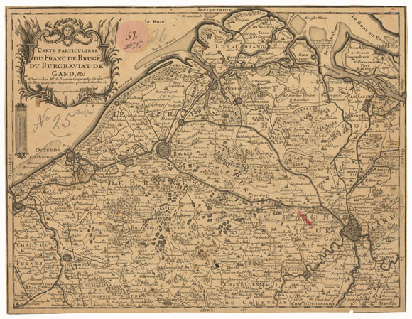 (N:35119) CARTE PARTICULIERE DU FRANC DE BRUGE DU BURGRAVIAT DE GAND (B0020824) Carte e stampe antiche: riproduzione a colori su carta (formato A3)