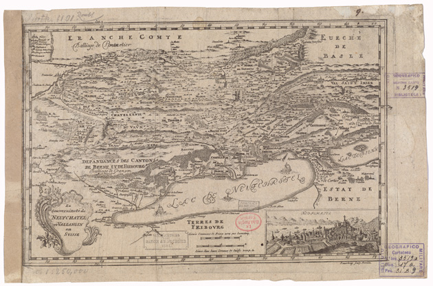 (N:35135) LA SOUVERAINETE' DE NEUFCHATEL ET VALLANGIN EN SUISSE (B0020867) Carte e stampe antiche: riproduzione a colori su carta (formato A3)