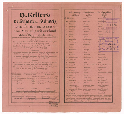 (N:35488) CARTE ROUTIERE DE LA SUISSE - ROAD MAP OF SWITZERLAND - TITOLO E SEGNI CONVENZIONALI (B0020948) Carte e stampe antiche: riproduzione a colori su carta (formato A3)