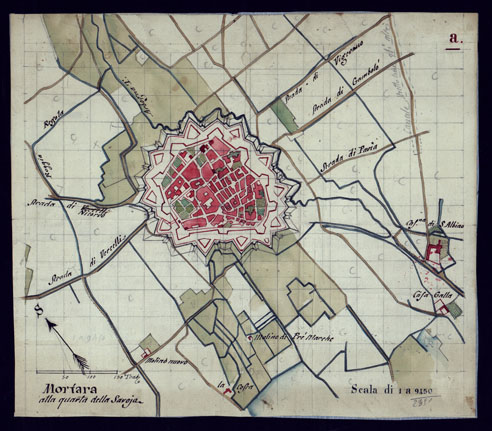 (N:2735) MORTARA ALLA QUARTA DELLA SAVOIA. (CA001490) Carte e stampe antiche: riproduzione a colori su carta (formato A3)