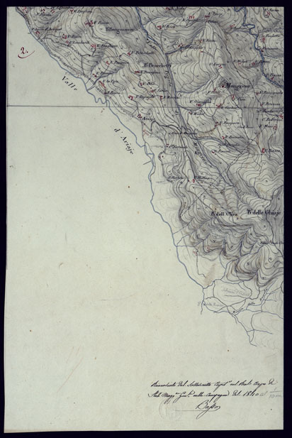 (N:1566) CARTA TOPOGRAFICA A CURVE DIMOSTRATIVE DI UNA PARTE DELLA REGIONE NORD-EST DEI DINTORNI DI TORINO - FOGLIO 2. (CA001578) Carte e stampe antiche: riproduzione a colori su carta (formato A3)