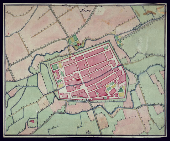 (N:1439) PIANTINA DELLA CITTA' DI TRINO. (CA001590) Carte e stampe antiche: riproduzione a colori su carta (formato A3)