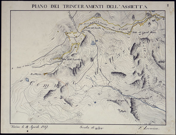 (N:23472) LEVATA SPEDITIVA DELL'ASSIETTA E DINTORNI AL 10.000 E 20.000  LEVATA SPEDITIVA PIANO DEI TRINCERAMENTI DELL'ASSIETTA - TAVOLA 1. (CA001760) Carte e stampe antiche: riproduzione a colori su carta (formato A3)