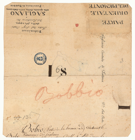 (N:7529) PARTE 2 DEL OLTRE PO' CHE COMPRENDE PARTE DEL CORSO DELLA STAFFORA VERSO VARZI E PARTE DI QUELLA DELLA TREBBIA ROBBIO  - RIDUZIONE FATTA DAL SIG. OCELLI DELLA MAPPA DEL TERRITORIO DI SAGLIANO ALLA QUARTA SCALA DELLA SAVOJA PROVINCIA  DI BOBBIO (CA001835, CA001836) Carte e stampe antiche: riproduzione a colori su carta (formato A3)