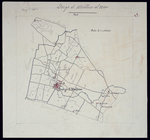 (N:8750) TERRITORIO COMPRESO TRA RACCONIGI, MORETTA, SAVIGLIANO, ALESSANDRIA ED IVREA - BORGO SAN MARTINO. (CA001860) Carte e stampe antiche: riproduzione a colori su carta (formato A3)