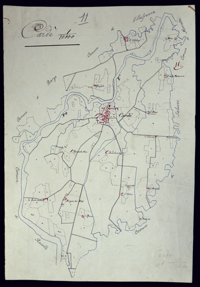 (N:4960) TERRITORIO COMPRESO TRA RACCONIGI, MORETTA, SAVIGLIANO, ALESSANDRIA ED IVREA - CARDE'. (CA001868) Carte e stampe antiche: riproduzione a colori su carta (formato A3)