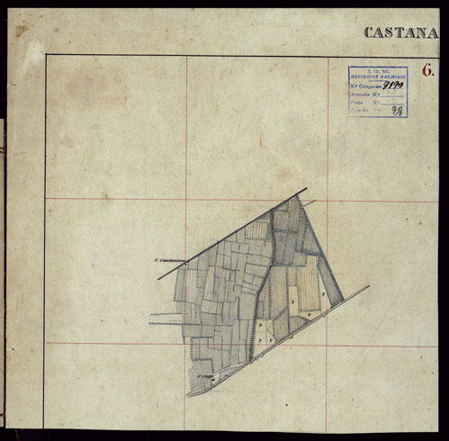 (N:23706) GRUPPO DI 132 FRAZIONI DI MINUTE DI CAMPAGNA ALLA SCALA 1:10.000 DEI RILEVAMENTI ESEGUITI NEL 1853-1867 - CASTANA - MONTU' BECCARIA - RILIEVI OPERATORE N. 6 (CA002314) Carte e stampe antiche: riproduzione a colori su carta (formato A3)
