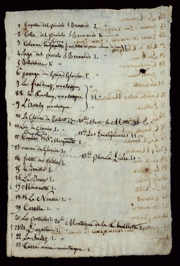 (N:23789) PORZIONE DELLA VALLE D'AOSTA CHE COMPRENDE IL VALLONE DI RUTORS, LA VALGRISANCHE, VALLE DI RHEMES, VALSAVARANCHE, VALLE DI COGNE, VALLE DI FENIS, ED I VALLONI COMPRESI FRA QUEST'ULTIMA VALLE E QUELLA DI COGNE - CATALOGO DEI NOMI DI CAMPAGNA. (CA002433, CA002435, CA002436, CA002434, CA002437, CA002438, CA002439, CA002440, CA002441, CA002442, CA002445, CA002446, CA002447, CA002448, CA002449, CA002450, CA002451, CA002452, CA002453, CA002454, CA002455, CA002456, CA002457, CA002458, CA002459, CA002460, CA002461, CA002462, CA002463, CA002464, CA002465, CA002466, CA002443, CA002444) Carte e stampe antiche: riproduzione a colori su carta (formato A3)