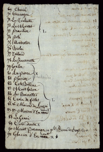 (N:23789) PORZIONE DELLA VALLE D'AOSTA CHE COMPRENDE IL VALLONE DI RUTORS, LA VALGRISANCHE, VALLE DI RHEMES, VALSAVARANCHE, VALLE DI COGNE, VALLE DI FENIS, ED I VALLONI COMPRESI FRA QUEST'ULTIMA VALLE E QUELLA DI COGNE - CATALOGO DEI NOMI DI CAMPAGNA. (CA002433, CA002435, CA002436, CA002434, CA002437, CA002438, CA002439, CA002440, CA002441, CA002442, CA002445, CA002446, CA002447, CA002448, CA002449, CA002450, CA002451, CA002452, CA002453, CA002454, CA002455, CA002456, CA002457, CA002458, CA002459, CA002460, CA002461, CA002462, CA002463, CA002464, CA002465, CA002466, CA002443, CA002444) Carte e stampe antiche: riproduzione a colori su carta (formato A3)