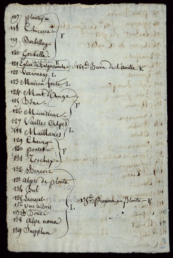 (N:23789) PORZIONE DELLA VALLE D'AOSTA CHE COMPRENDE IL VALLONE DI RUTORS, LA VALGRISANCHE, VALLE DI RHEMES, VALSAVARANCHE, VALLE DI COGNE, VALLE DI FENIS, ED I VALLONI COMPRESI FRA QUEST'ULTIMA VALLE E QUELLA DI COGNE - CATALOGO DEI NOMI DI CAMPAGNA. (CA002433, CA002435, CA002436, CA002434, CA002437, CA002438, CA002439, CA002440, CA002441, CA002442, CA002445, CA002446, CA002447, CA002448, CA002449, CA002450, CA002451, CA002452, CA002453, CA002454, CA002455, CA002456, CA002457, CA002458, CA002459, CA002460, CA002461, CA002462, CA002463, CA002464, CA002465, CA002466, CA002443, CA002444) Carte e stampe antiche: riproduzione a colori su carta (formato A3)
