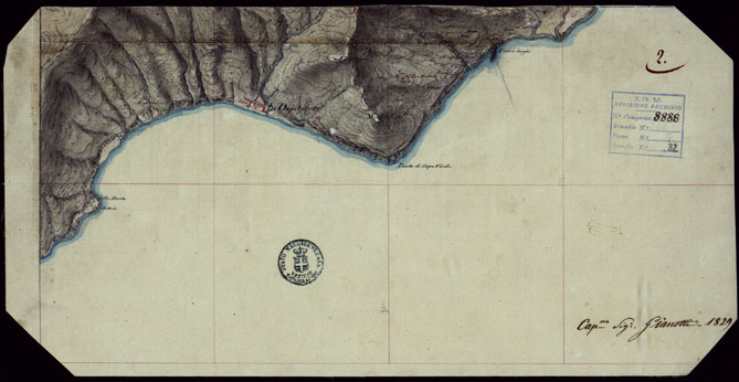 (N:15356) RICOGNIZIONI ESEGUITE ALLA SCALA DI 1/20.000 CHE COMPRENDANO LE DUE RIVIERE DEGLI EX STATI SARDI E PARTE DELLE ATTUALI PROVINCIE DI ALESSANDRIA  E DI PAVIA - FOGLIO 2. (CA002633) Carte e stampe antiche: riproduzione a colori su carta (formato A3)