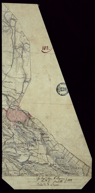 (N:15456) RICOGNIZIONI ESEGUITE ALLA SCALA DI 1/20.000 CHE COMPRENDANO LE DUE RIVIERE DEGLI EX STATI SARDI E PARTE DELLE ATTUALI PROVINCIE DI ALESSANDRIA  E DI PAVIA - FOGLIO 102. (CA002736) Carte e stampe antiche: riproduzione a colori su carta (formato A3)