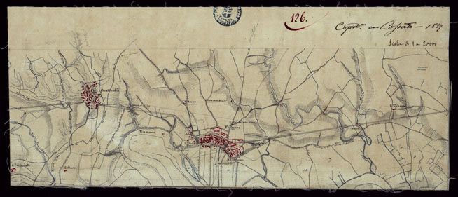 (N:15475) RICOGNIZIONI ESEGUITE ALLA SCALA DI 1/20.000 CHE COMPRENDANO LE DUE RIVIERE DEGLI EX STATI SARDI E PARTE DELLE ATTUALI PROVINCIE DI ALESSANDRIA  E DI PAVIA - FOGLIO 126. (CA002767) Carte e stampe antiche: riproduzione a colori su carta (formato A3)