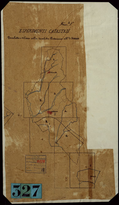 (N:15318) RILIEVO TOPOGRAFICO PLANIMETRICO PER MASSE DI COLTURA DEL COMUNE DI SARZANA ESPERIMENTI CATASTALI  TAVOLETTE RILIEVO COLLA TAVOLETTA PRETORIANA - QUADRO D'UNIONE. (CA003142) Carte e stampe antiche: riproduzione a colori su carta (formato A3)