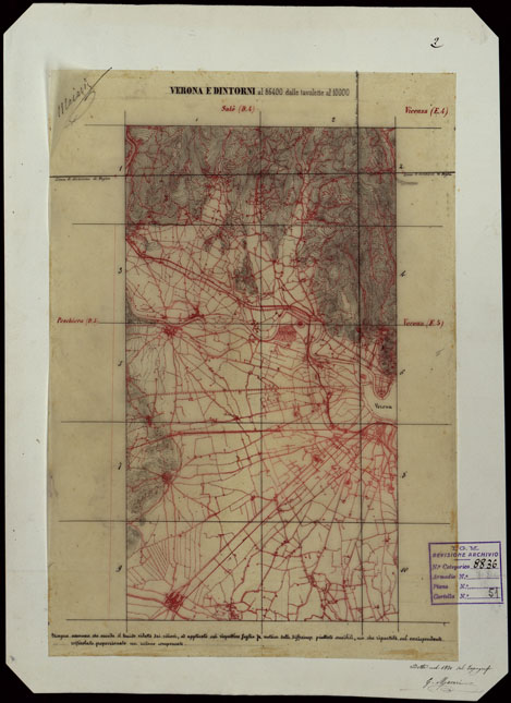 (N:24464) VERONA E DINTORNI AL 86.400 DELLE TAVOLETTE AL 10.000 (LUCIDO) (CA004279) Carte e stampe antiche: riproduzione a colori su carta (formato A3)
