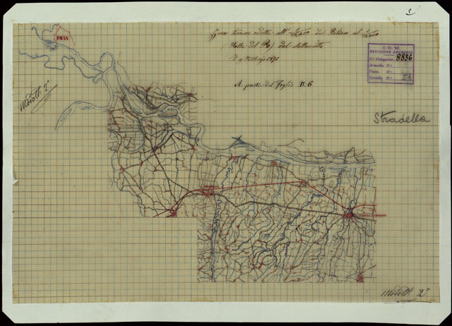 (N:24467) ZONA TERRENO RIDOTTA ALL' 86 400 DAL RILIEVO AL 10.000 (VALLE DEL PO') DEL SOTTOSCRITTO (LUCIDO) (CA004282) Carte e stampe antiche: riproduzione a colori su carta (formato A3)