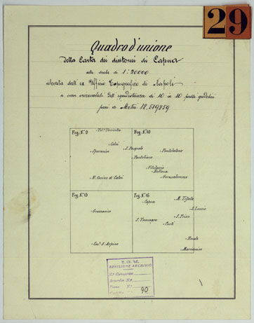 (N:524) CARTA DEI DINTORNI DI CAPUA - QUADRO D'UNIONE. (CA007573) Carte e stampe antiche: riproduzione a colori su carta (formato A3)